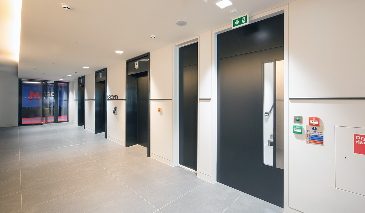 Shadbolt veneered fire door and riser door at 20 Old Bailey